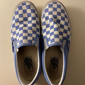 Blue Checkered Slip On Vans Womens Size 8